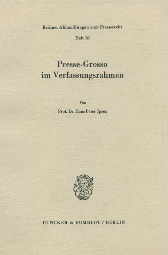 Cover Presse-Grosso im Verfassungsrahmen