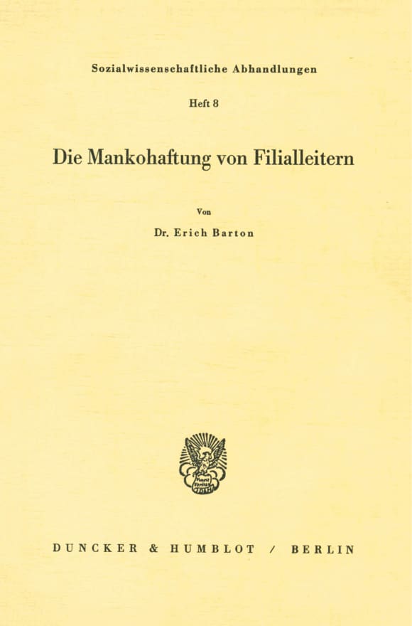 Cover Die Mankohaftung von Filialleitern