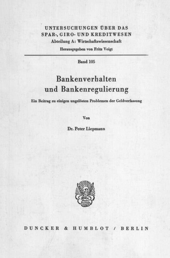 Cover Bankenverhalten und Bankenregulierung