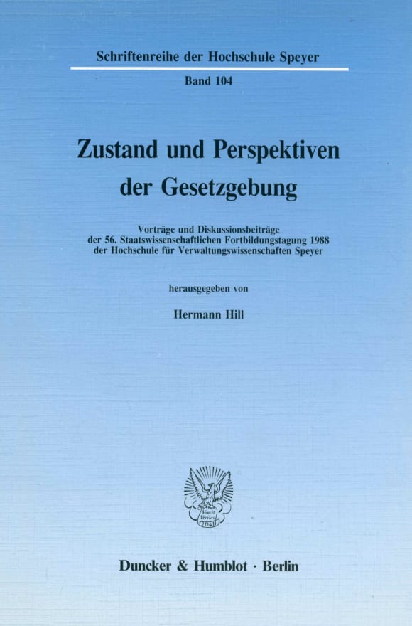 Cover Zustand und Perspektiven der Gesetzgebung