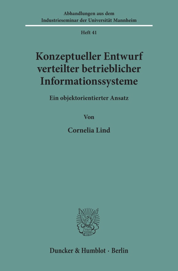 Cover Konzeptueller Entwurf verteilter betrieblicher Informationssysteme