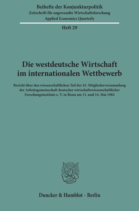 Cover Die westdeutsche Wirtschaft im internationalen Wettbewerb