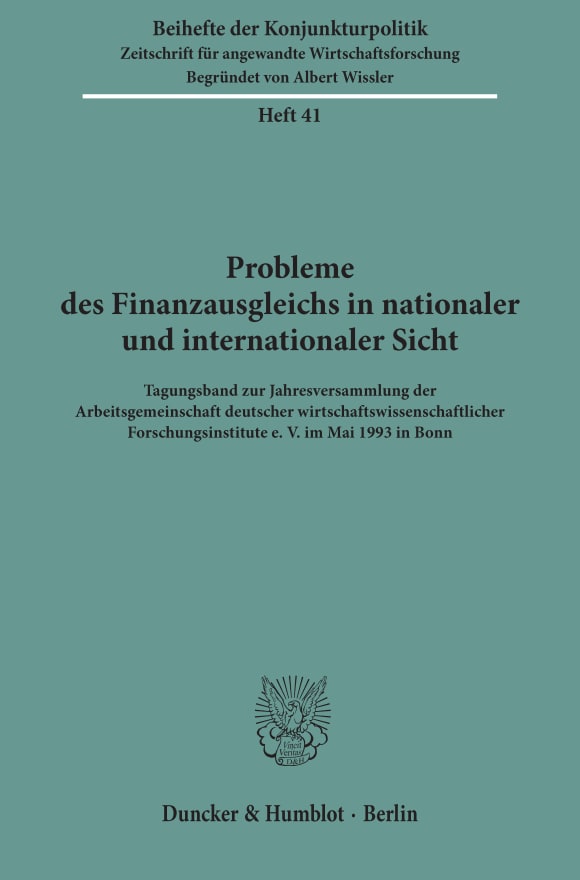 Cover Probleme des Finanzausgleichs in nationaler und internationaler Sicht