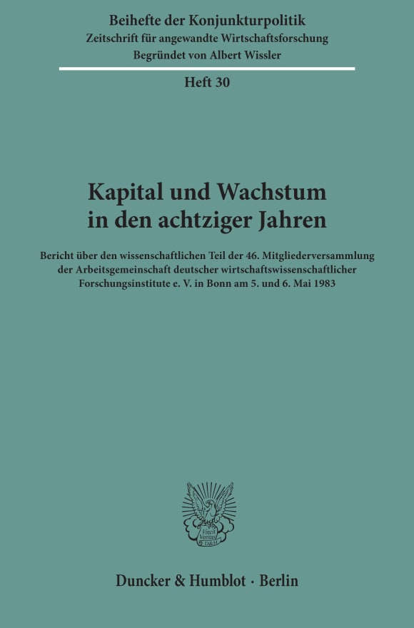 Cover Kapital und Wachstum in den achtziger Jahren