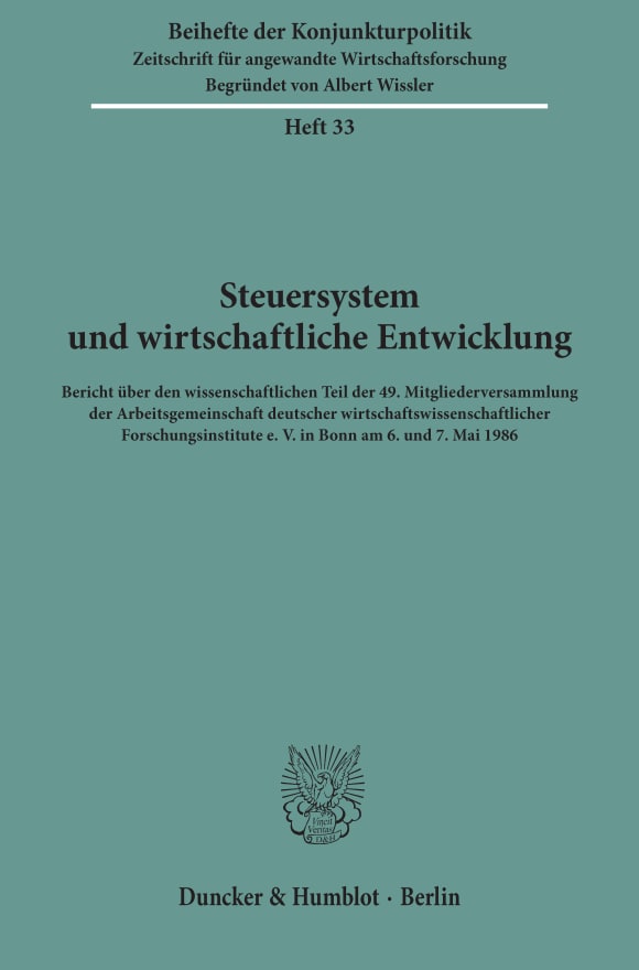 Cover Steuersystem und wirtschaftliche Entwicklung