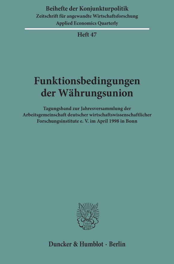 Cover Funktionsbedingungen der Währungsunion