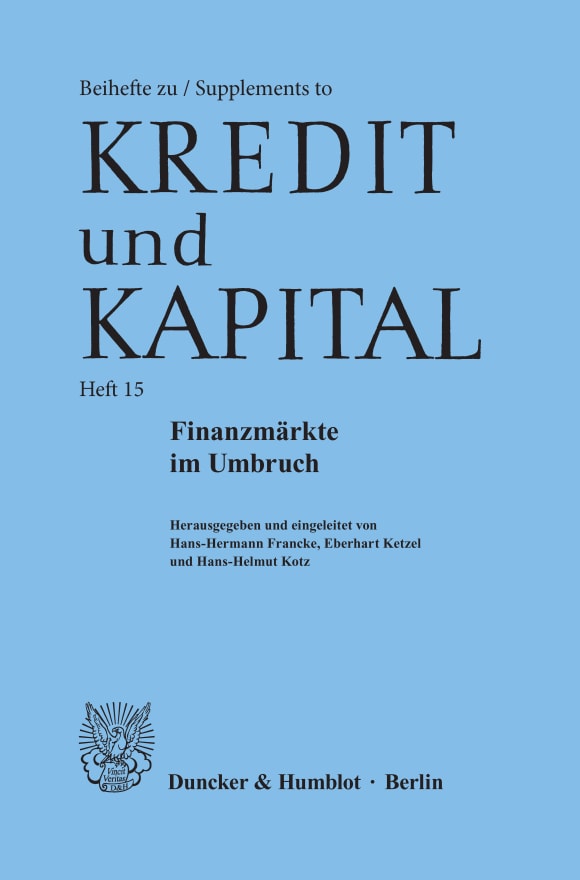 Cover Beihefte zu Kredit und Kapital (BH KUK)