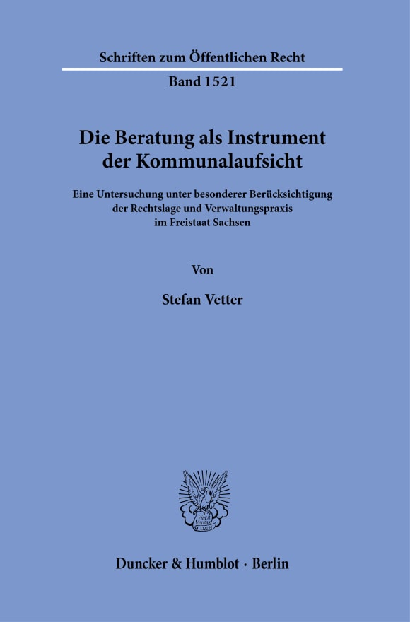 Cover Die Beratung als Instrument der Kommunalaufsicht