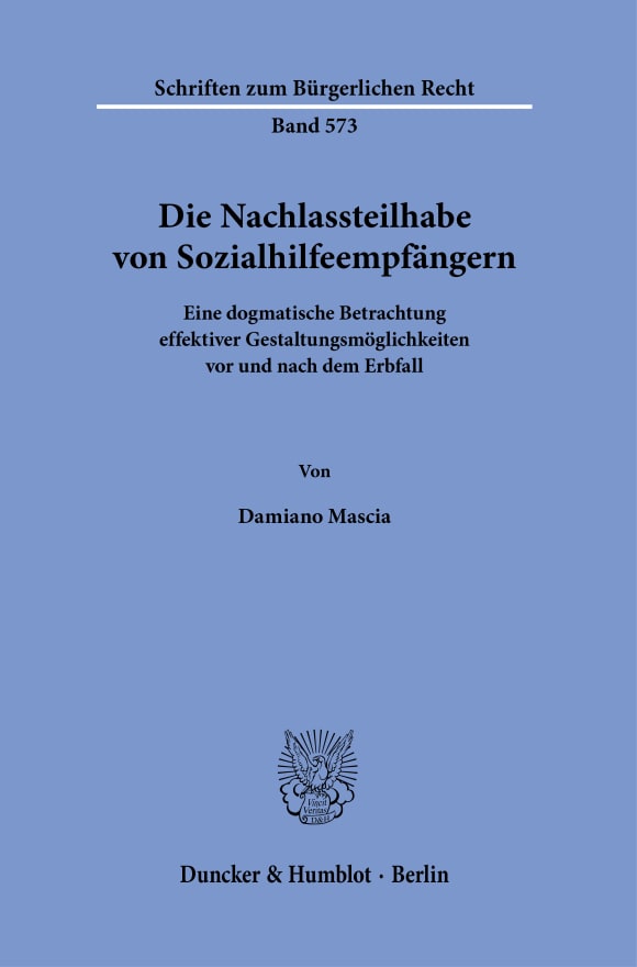 Cover Die Nachlassteilhabe von Sozialhilfeempfängern