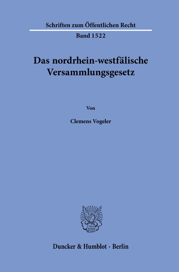 Cover Das nordrhein-westfälische Versammlungsgesetz