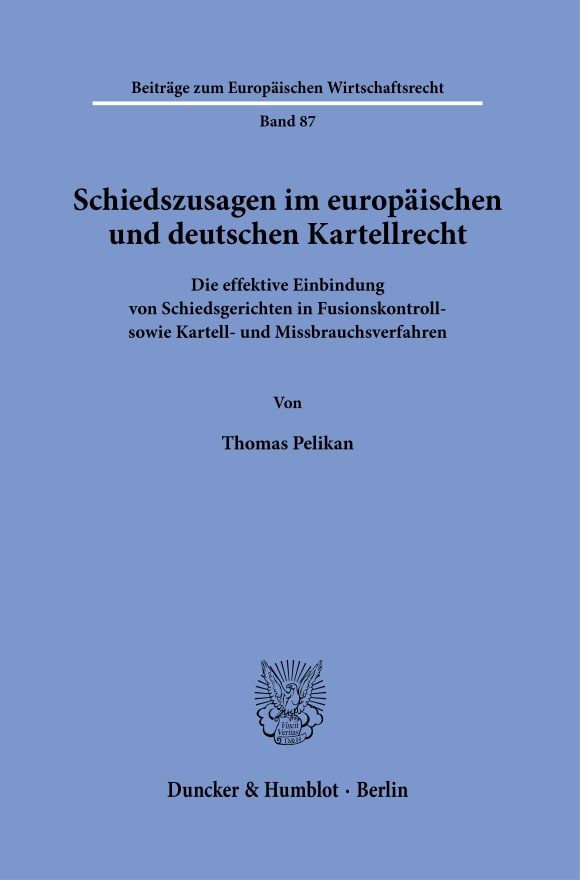 Cover Schiedszusagen im europäischen und deutschen Kartellrecht