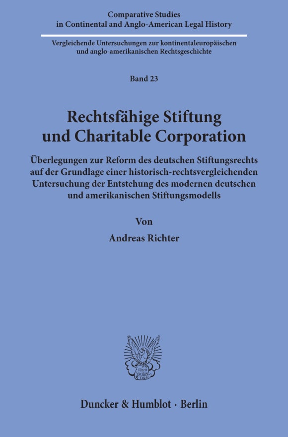 Cover Rechtsfähige Stiftung und Charitable Corporation