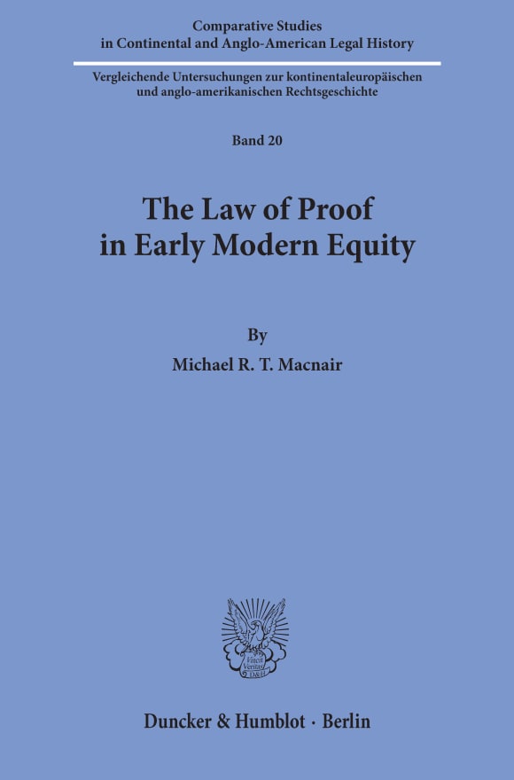 Cover The Law of Proof in Early Modern Equity