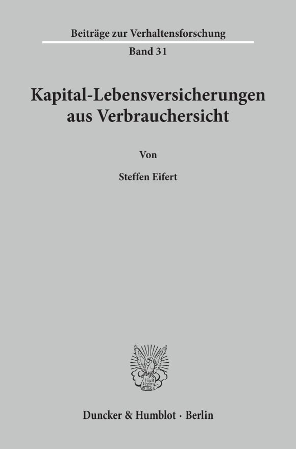 Cover Kapital-Lebensversicherungen aus Verbrauchersicht