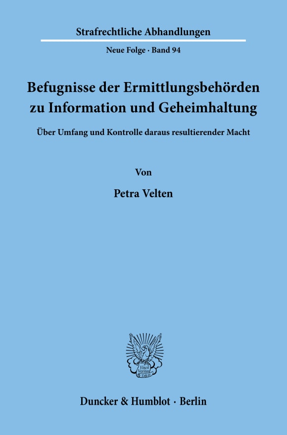 Cover Befugnisse der Ermittlungsbehörden zu Information und Geheimhaltung