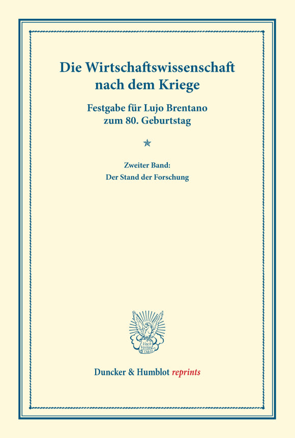 Cover Die Wirtschaftswissenschaft nach dem Kriege