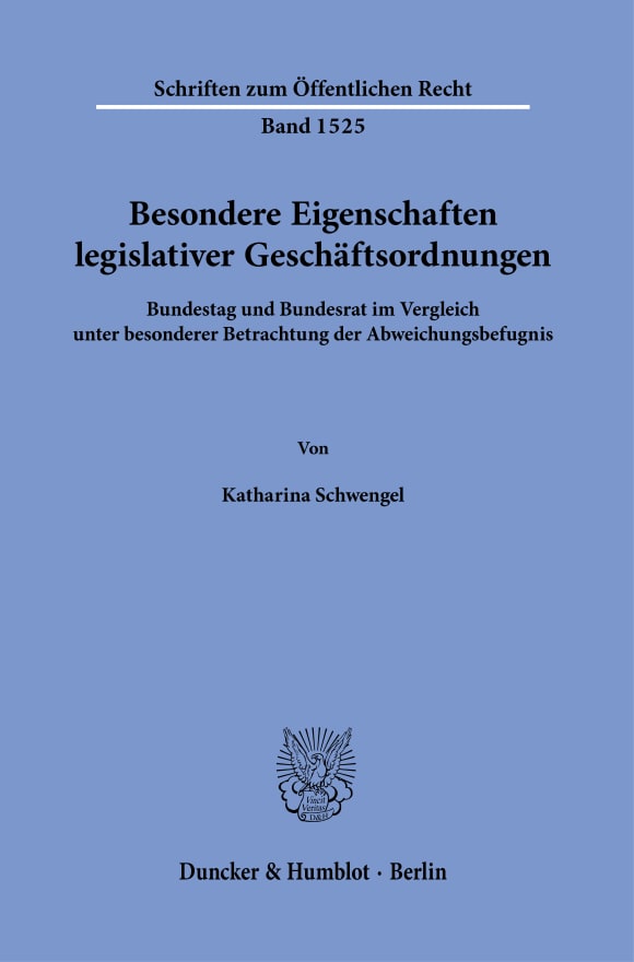 Cover Besondere Eigenschaften legislativer Geschäftsordnungen