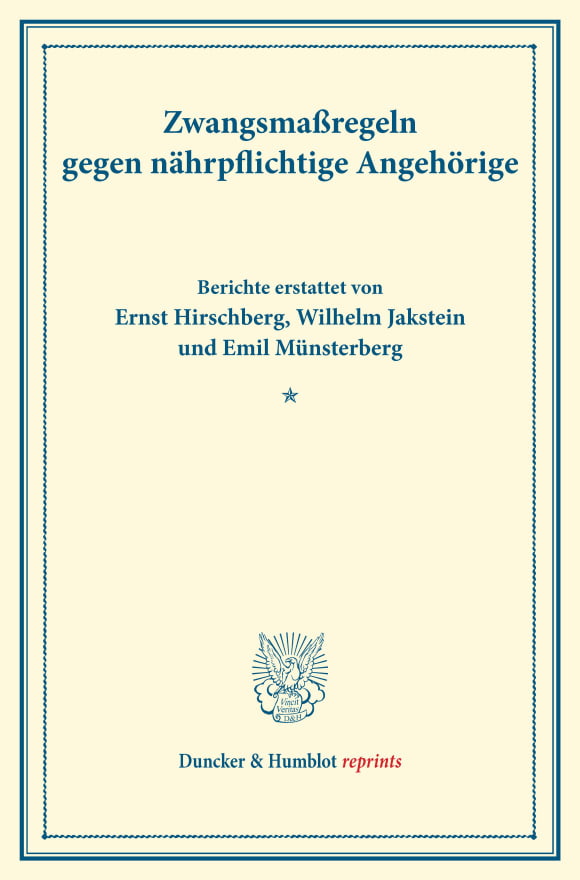 Cover Zwangsmaßregeln gegen nährpflichtige Angehörige