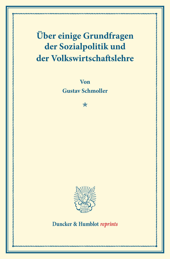 Cover Über einige Grundfragen der Sozialpolitik und der Volkswirtschaftslehre