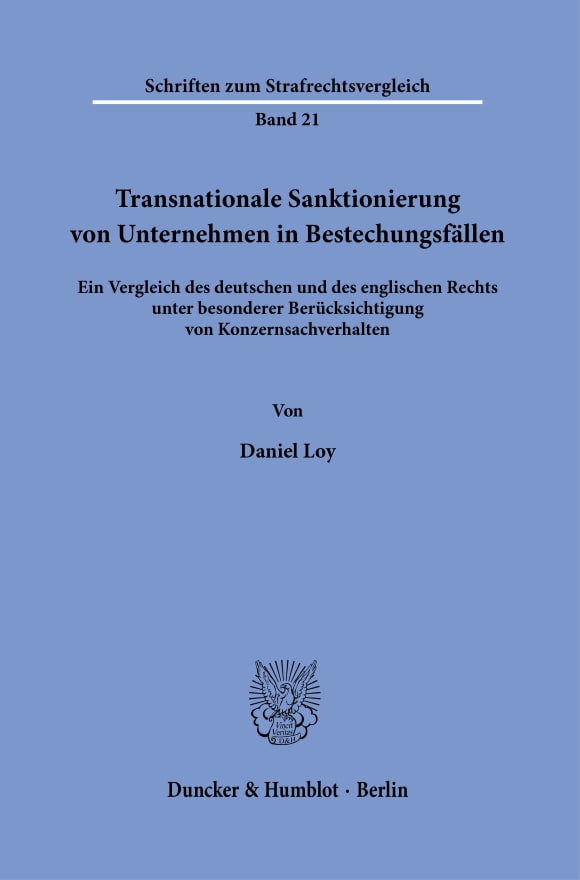 Cover Transnationale Sanktionierung von Unternehmen in Bestechungsfällen