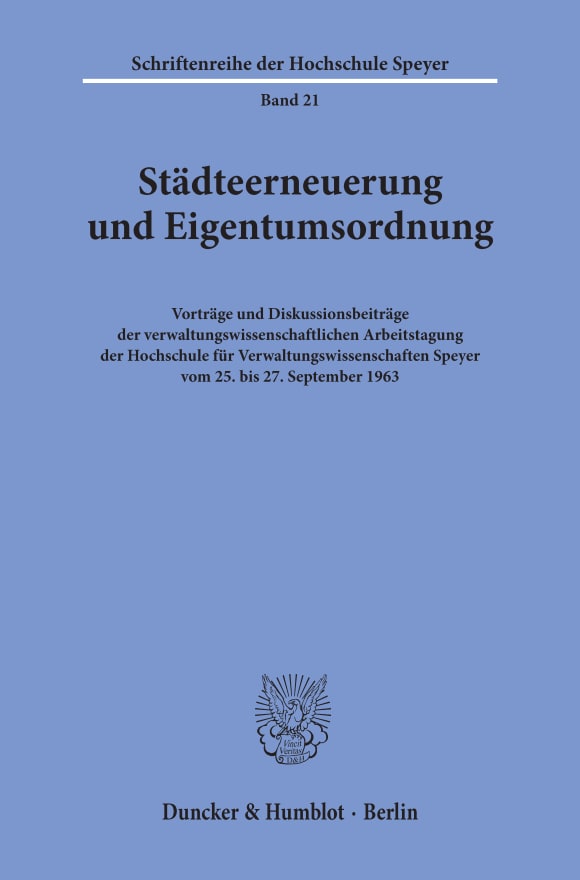 Cover Städteerneuerung und Eigentumsordnung