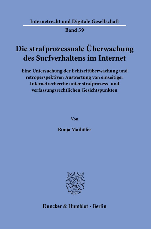 Cover Die strafprozessuale Überwachung des Surfverhaltens im Internet