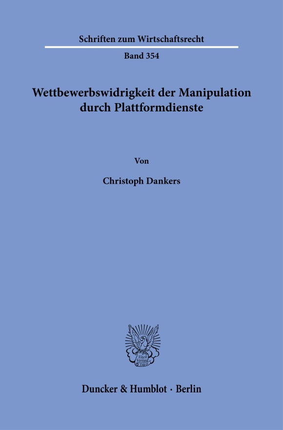 Cover Wettbewerbswidrigkeit der Manipulation durch Plattformdienste