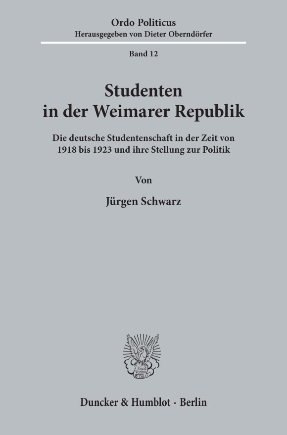 Cover Studenten in der Weimarer Republik