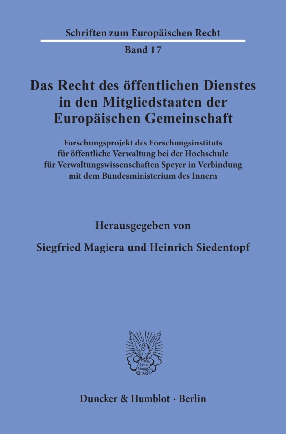 Cover Das Recht des öffentlichen Dienstes in den Mitgliedstaaten der Europäischen Gemeinschaft