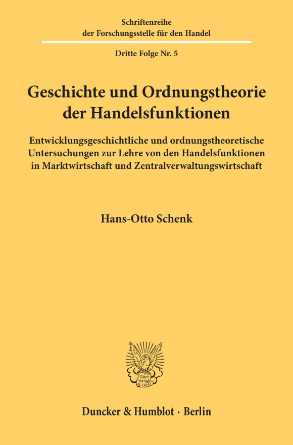 Cover Geschichte und Ordnungstheorie der Handelsfunktionen