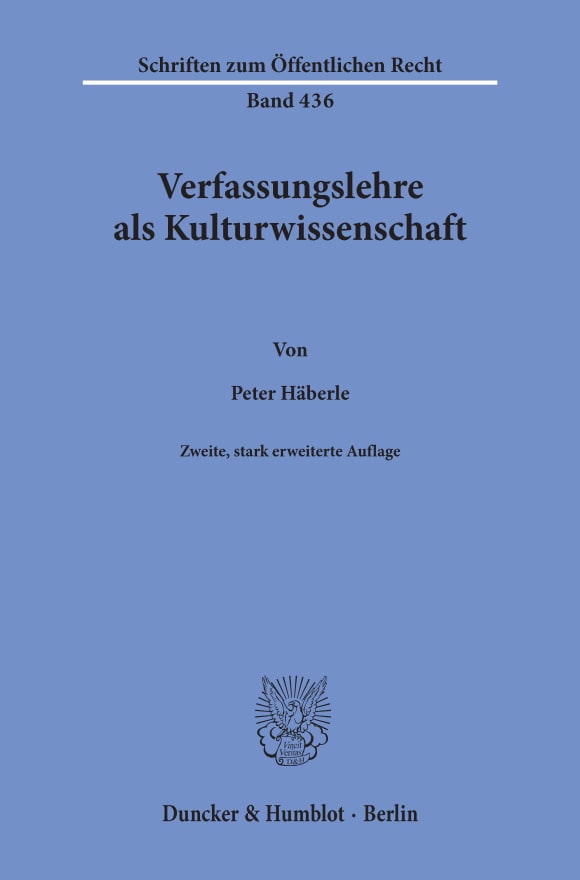 Cover Verfassungslehre als Kulturwissenschaft