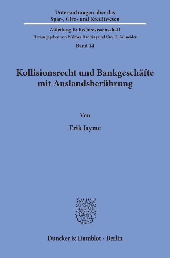 Cover Kollisionsrecht und Bankgeschäfte mit Auslandsberührung