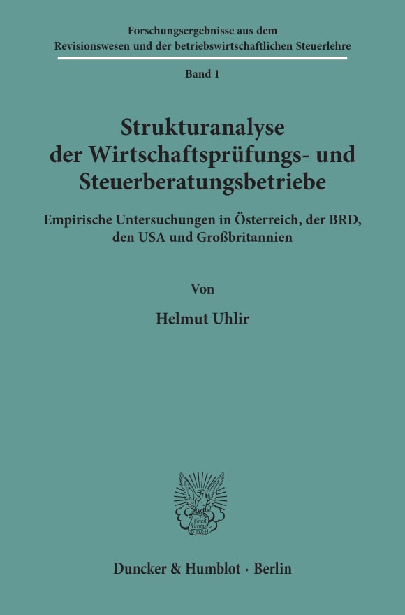 Cover Strukturanalyse der Wirtschaftsprüfungs- und Steuerberatungsbetriebe