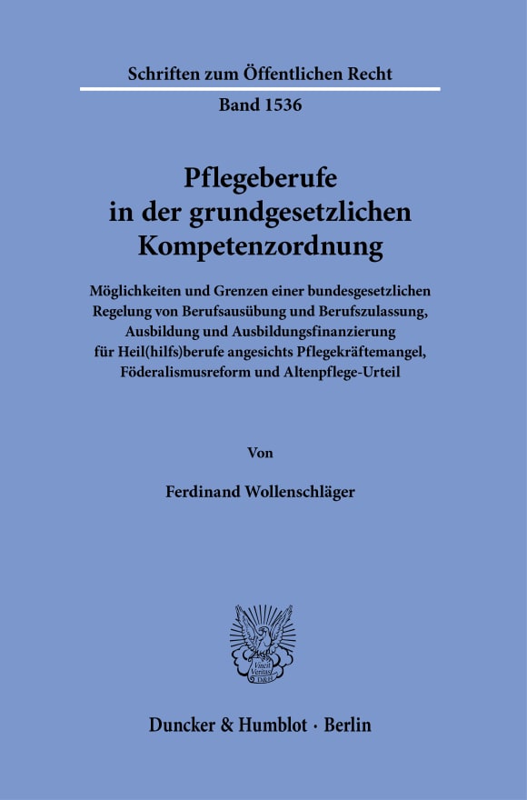 Cover Pflegeberufe in der grundgesetzlichen Kompetenzordnung