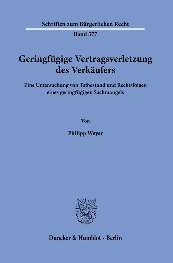 Cover Geringfügige Vertragsverletzung des Verkäufers