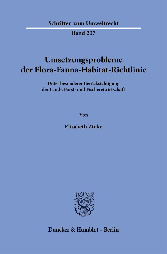 Cover Umsetzungsprobleme der Flora-Fauna-Habitat-Richtlinie