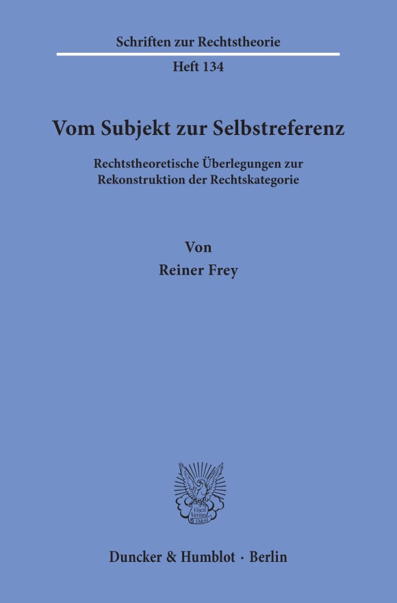 Cover Vom Subjekt zur Selbstreferenz