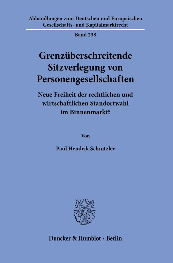 Cover Grenzüberschreitende Sitzverlegung von Personengesellschaften