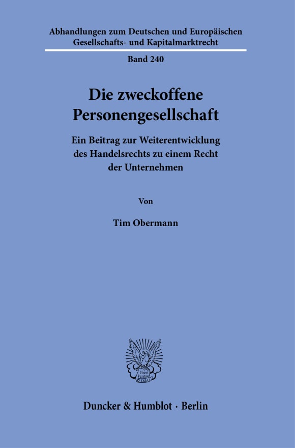 Cover Die zweckoffene Personengesellschaft