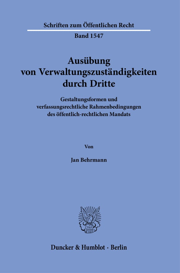 Cover Ausübung von Verwaltungszuständigkeiten durch Dritte