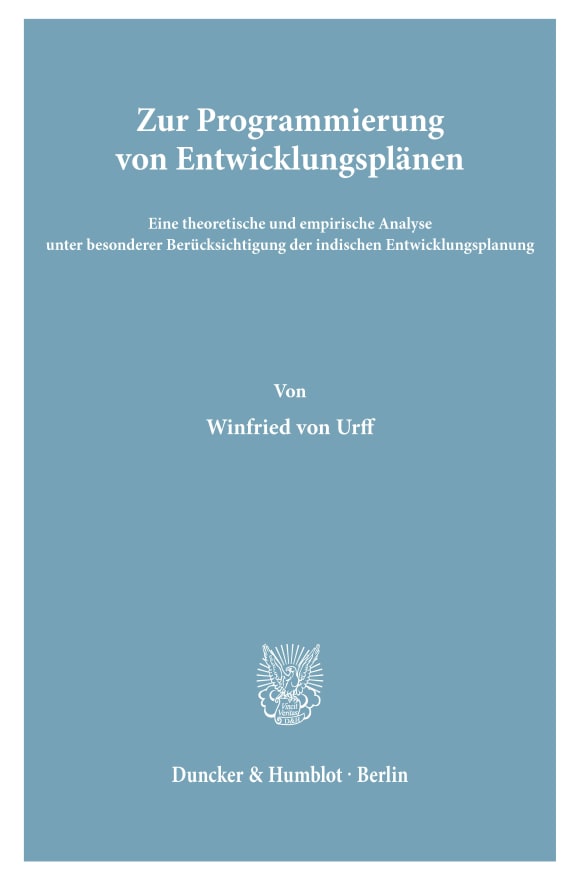 Cover Zur Programmierung von Entwicklungsplänen