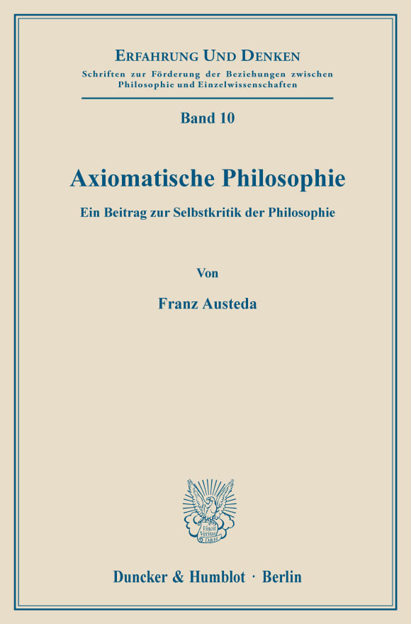 Cover Axiomatische Philosophie