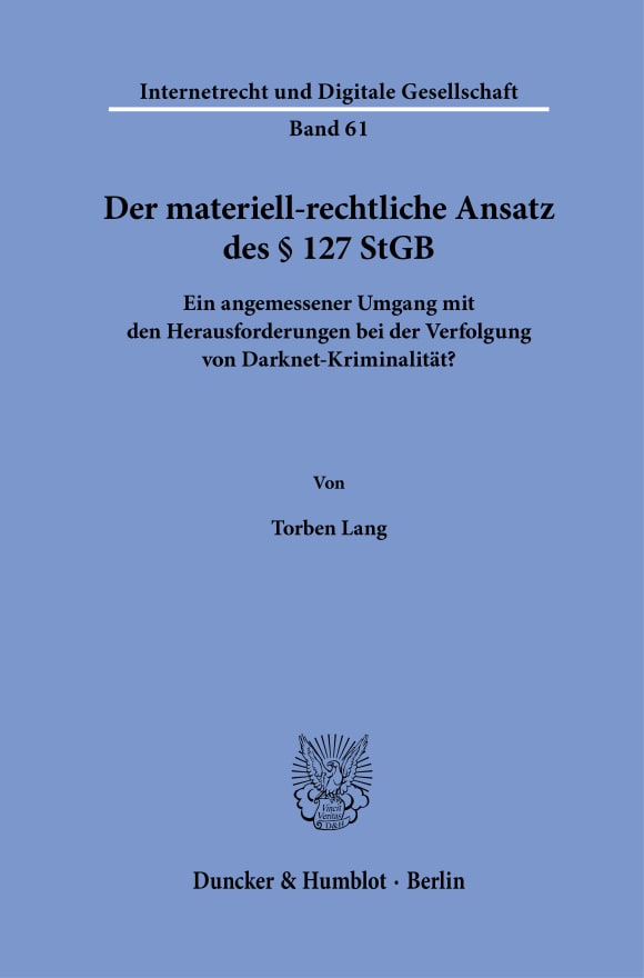 Cover Der materiell-rechtliche Ansatz des § 127 StGB