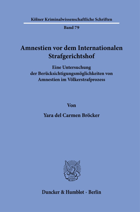 Cover Amnestien vor dem Internationalen Strafgerichtshof