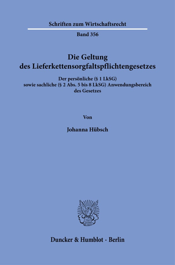 Cover Die Geltung des Lieferkettensorgfaltspflichtengesetzes