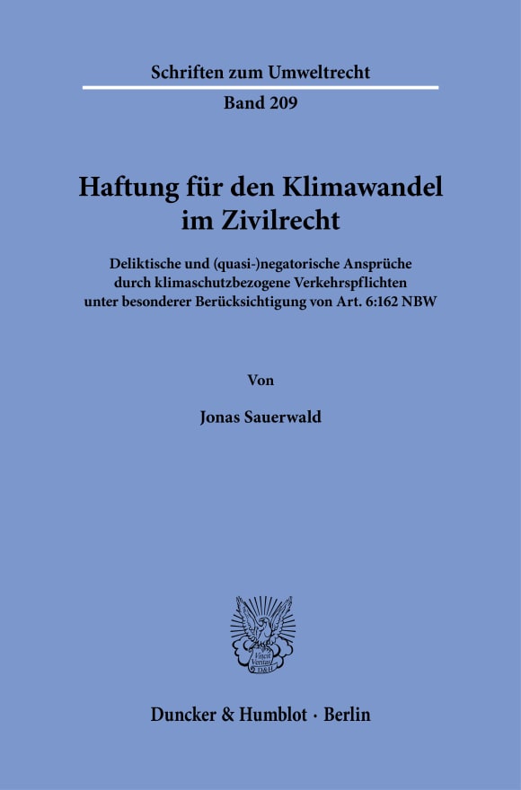 Cover Haftung für den Klimawandel im Zivilrecht