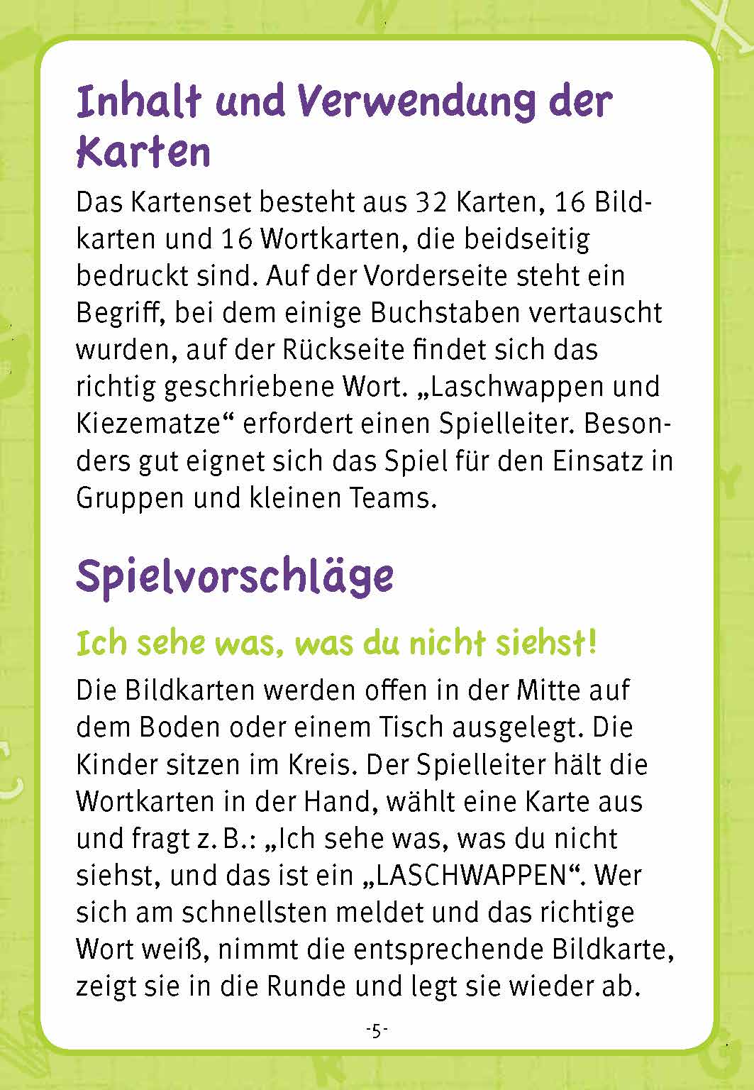 Laschwappen Und Kiezematze Vertauschte Buchstaben Kartenspiel Zur Sprachforderung 1 2 Klasse Offizieller Shop Des Don Bosco Verlags