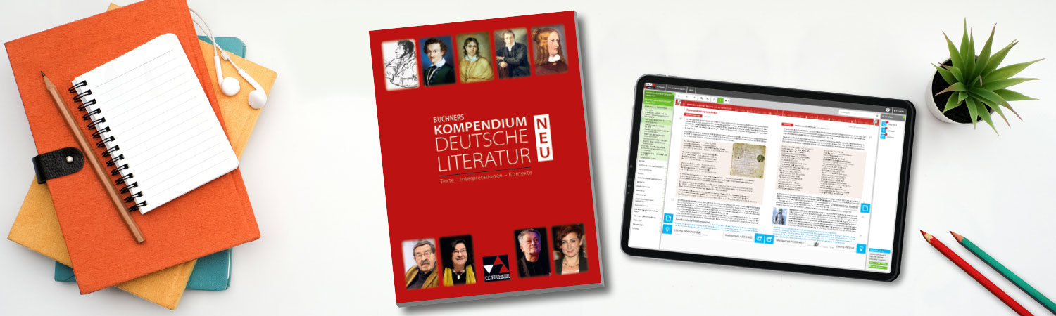 Buchners Kompendium Deutsche Literatur NEU | © stock.adobe.com/Adhivaswut, /Konstantin Yuganov