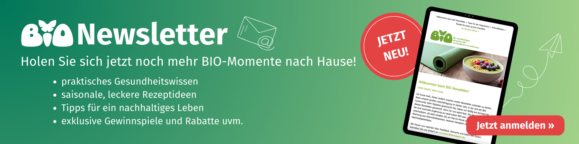 Werbebanner: Jetzt zum BIO Newsletter anmelden