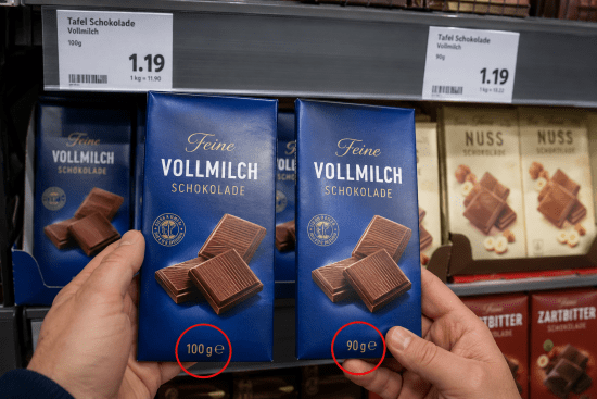 Verkleinerte Schokoladen-Tafeln sind irreführend